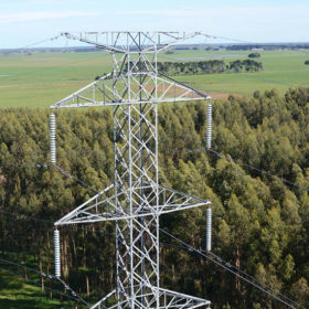 Transmission line alongside forest